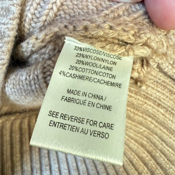 Milly Camel Off Shoulder Sweater S Asymmetrical One Sleeve Cable Knit Cropped - Picture 3 of 4